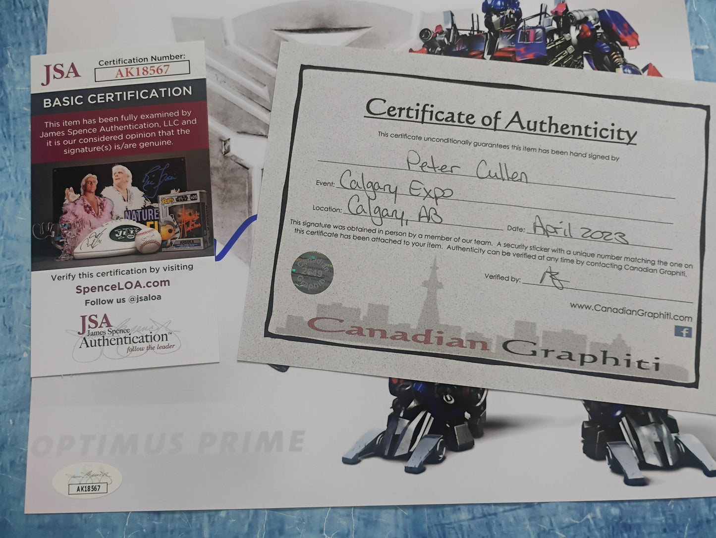Peter Cullen Hand Signed Autograph 8x10 Photo JSA COA Transformers