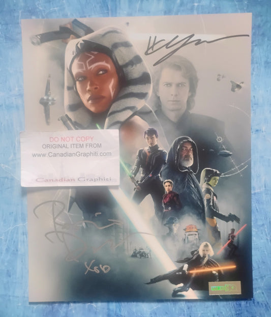 Hayden Christensen & Rosario Dawson Hand Signed Autograph 8x10 Photo COA Star Wars Ahsoka