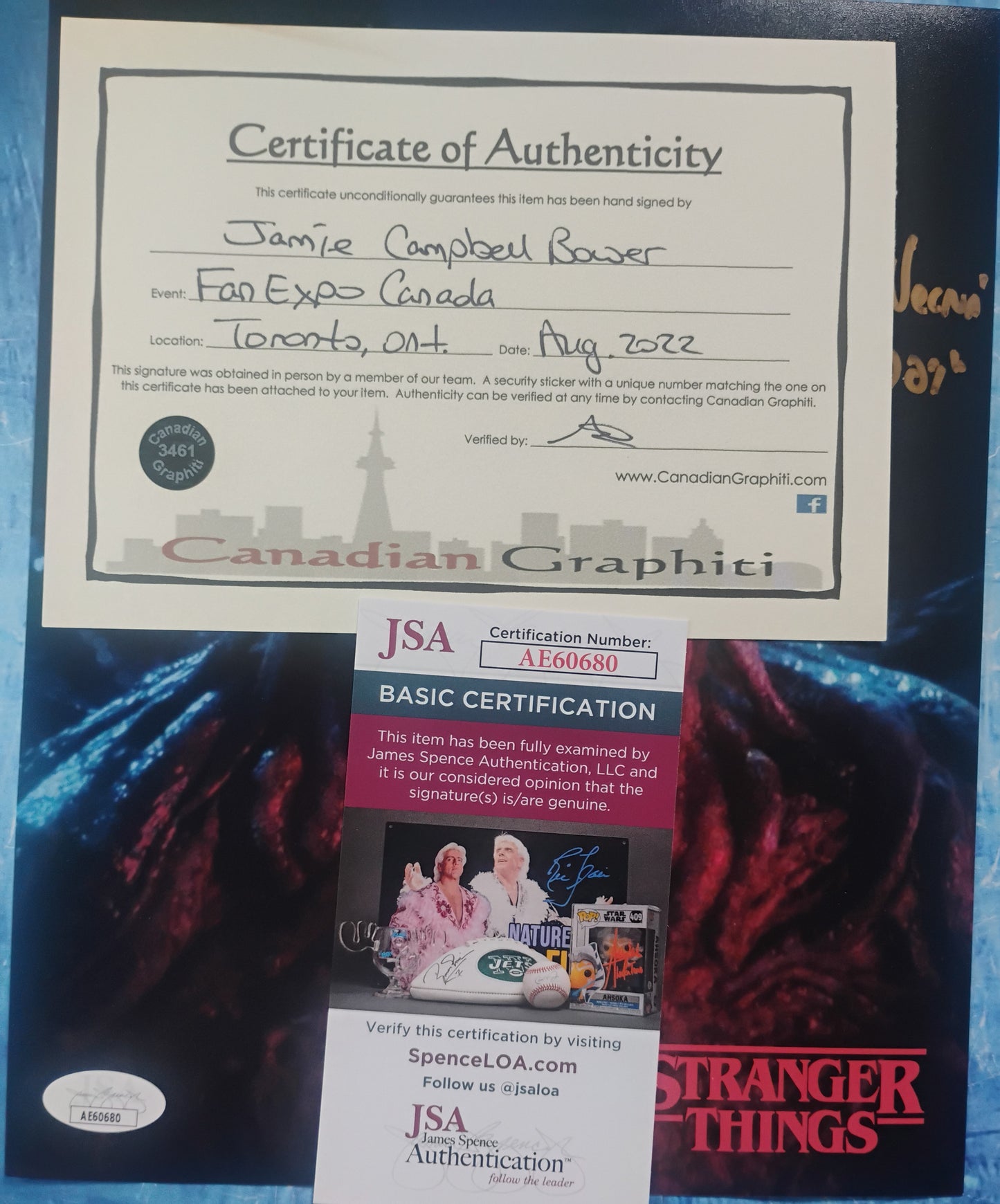 Jamie Campbell Bower Hand Signed Autograph 8x10 Photo JSA COA Stranger Things