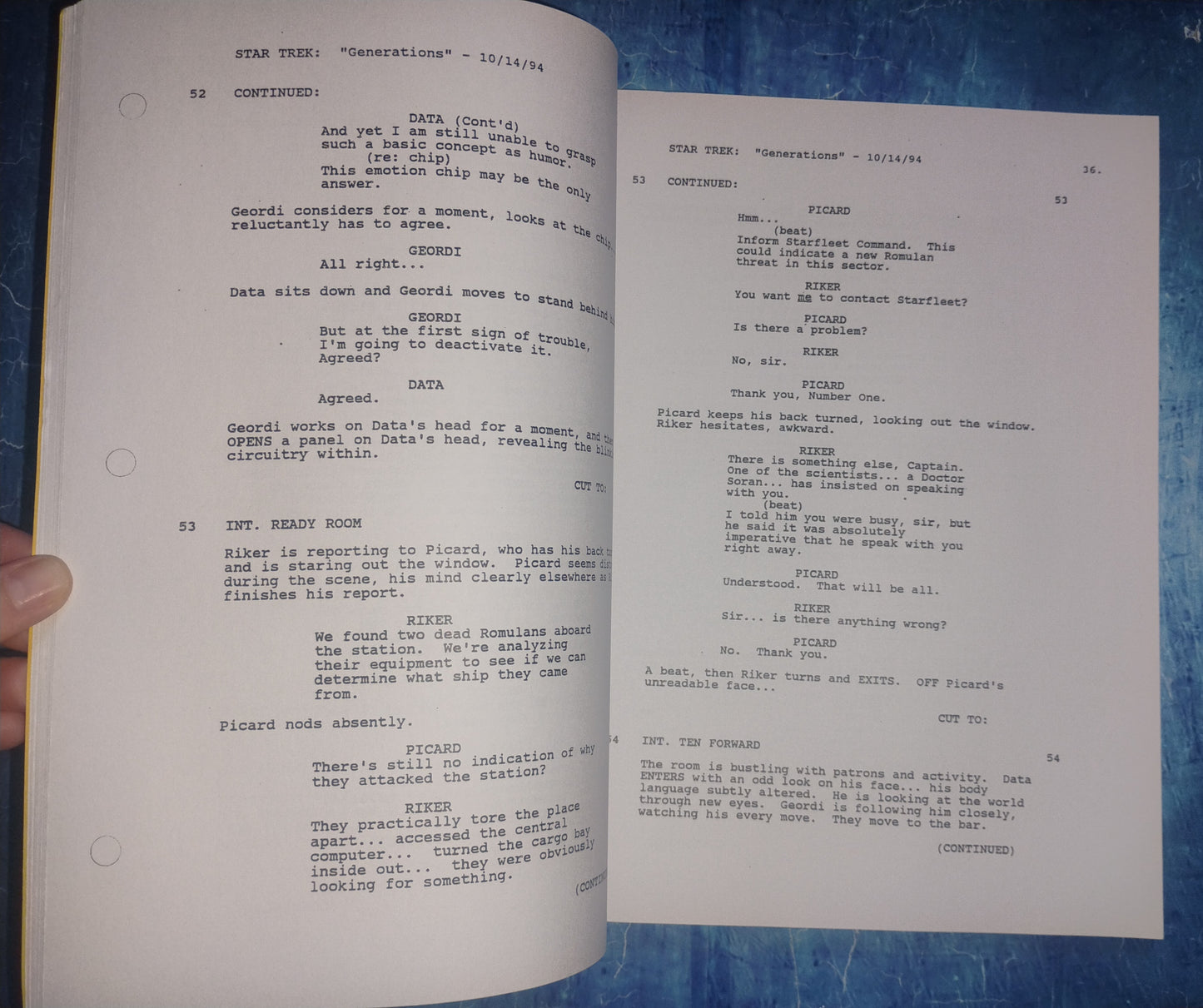 Malcolm McDowell Hand Signed Autograph Star Trek Generations Script JSA COA