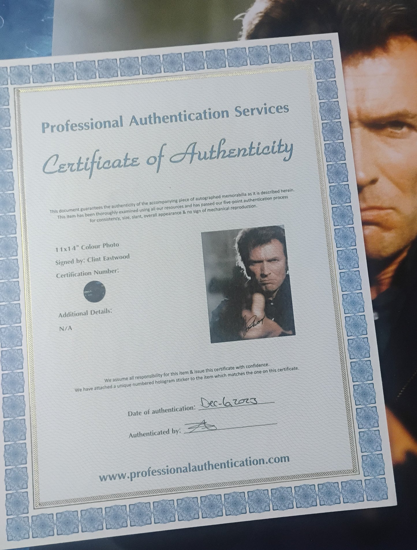 Clint Eastwood Hand Signed Autograph 11x14 Photo COA