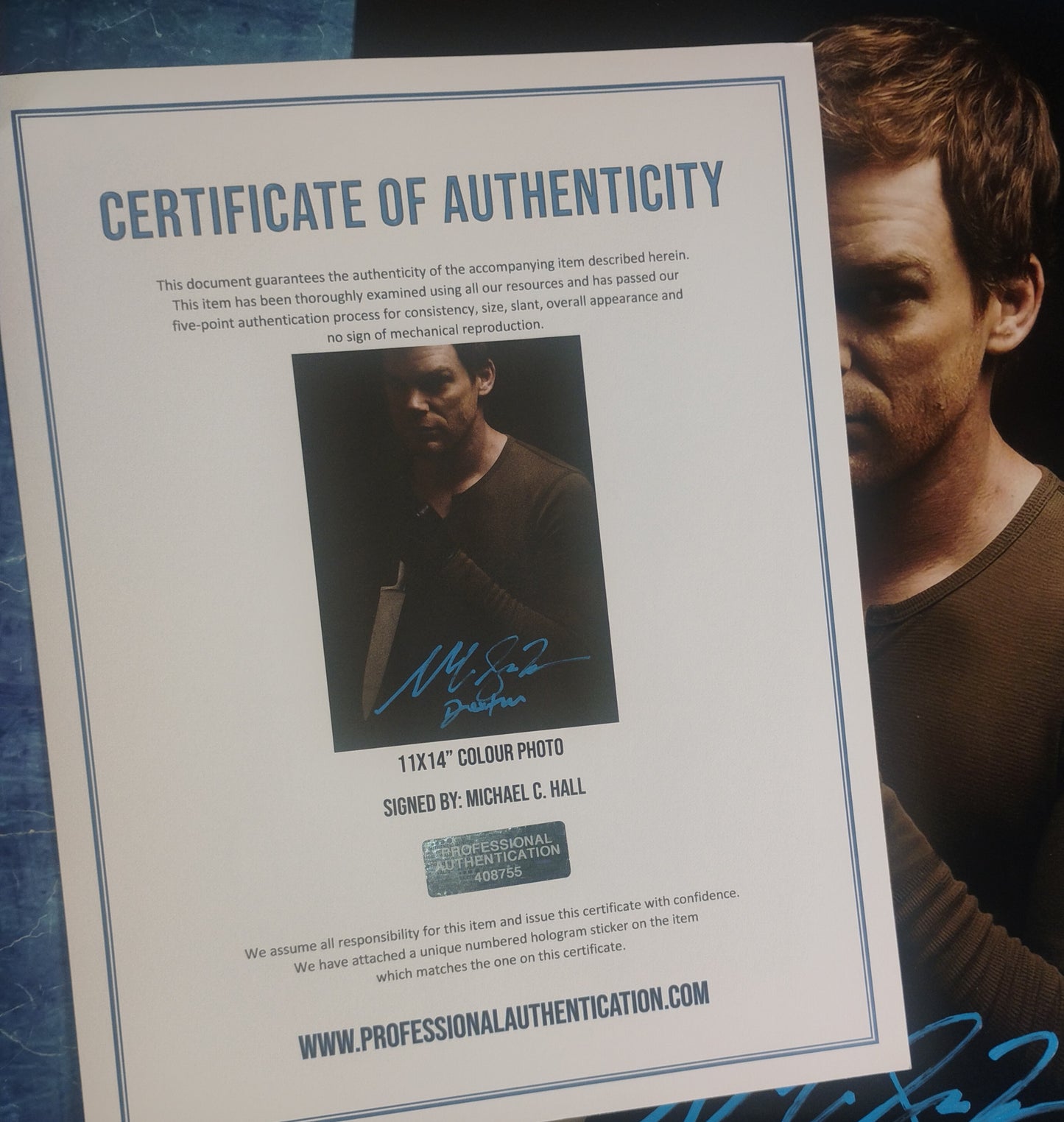 Michael C Hall Hand Signed Autograph 11x14 Photo COA Dexter