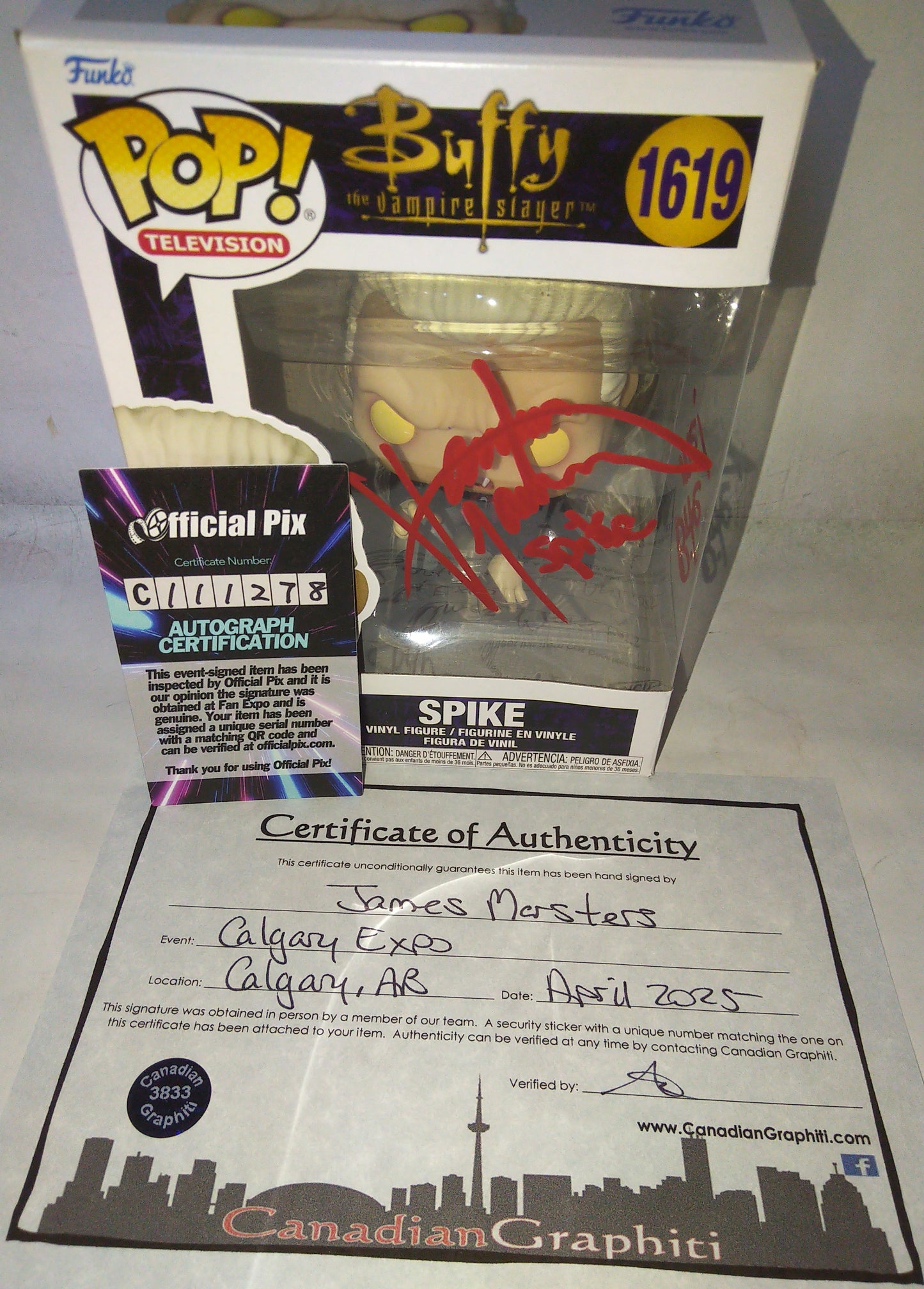 James Marsters Hand Signed Autograph Spike Funko Pop COA + OPix Buffy The Vampire Slayer