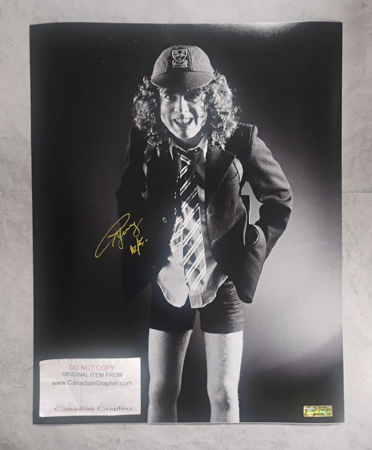 Angus Young AC/DC Hand Signed Autograph 11x14 Photo COA