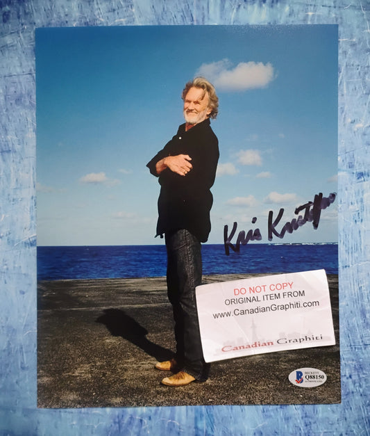 Kris Kristofferson Hand Signed Autograph 8x10 Photo BAS COA