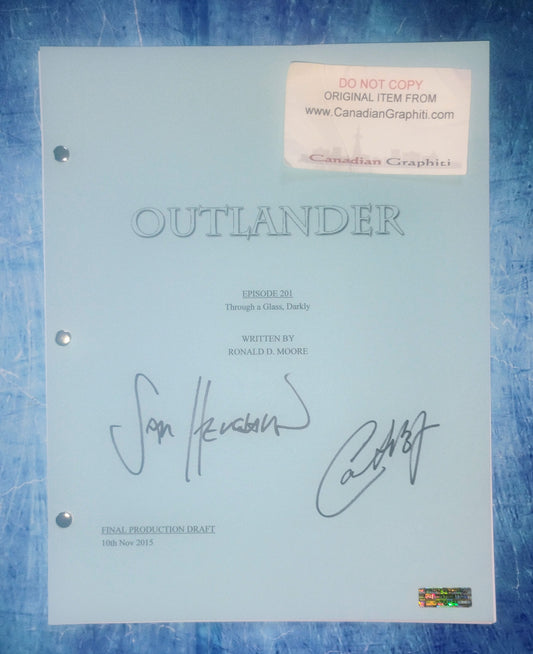 Caitriona Balfe & Sam Heughan Hand Signed Autograph Outlander Script COA