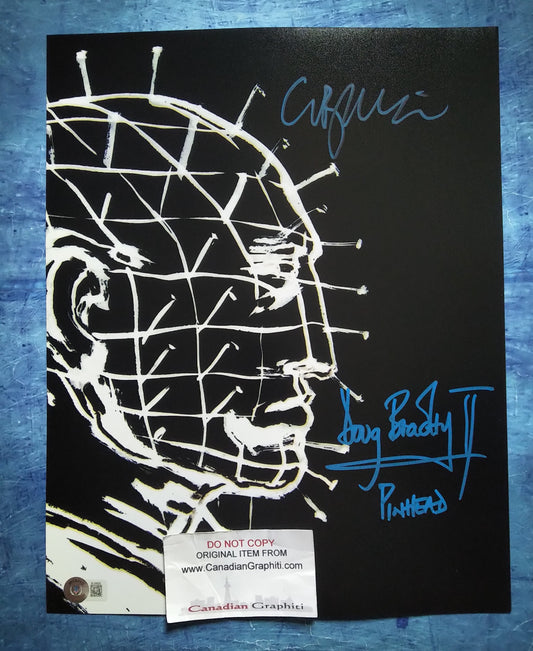 Doug Bradley & Clive Barker Hand Signed Autograph 11x14 Photo BAS COA Hellraiser