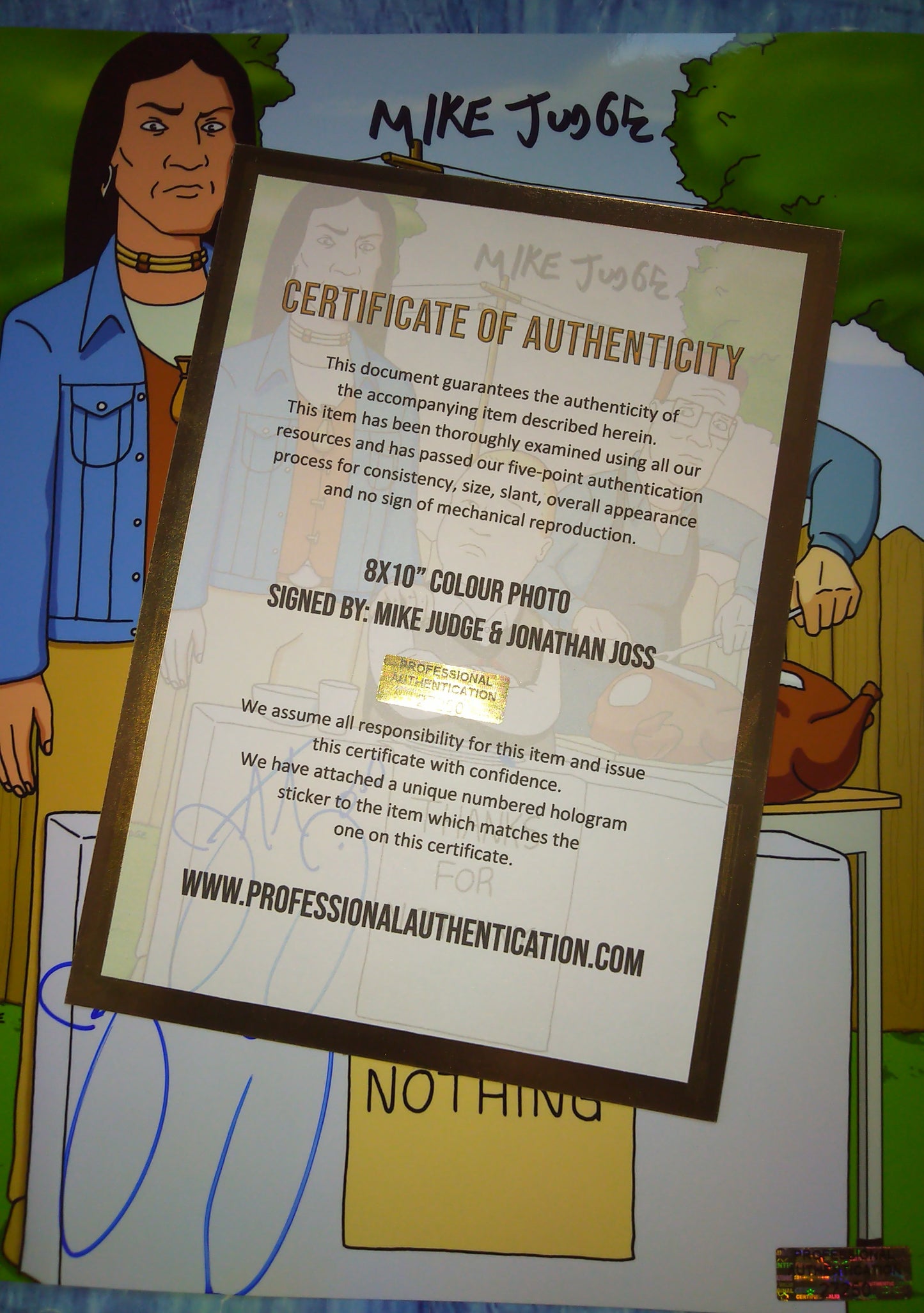 Mike Judge & Jonathan Joss Hand Signed Autograph 8x10 Photo COA King Of The Hill