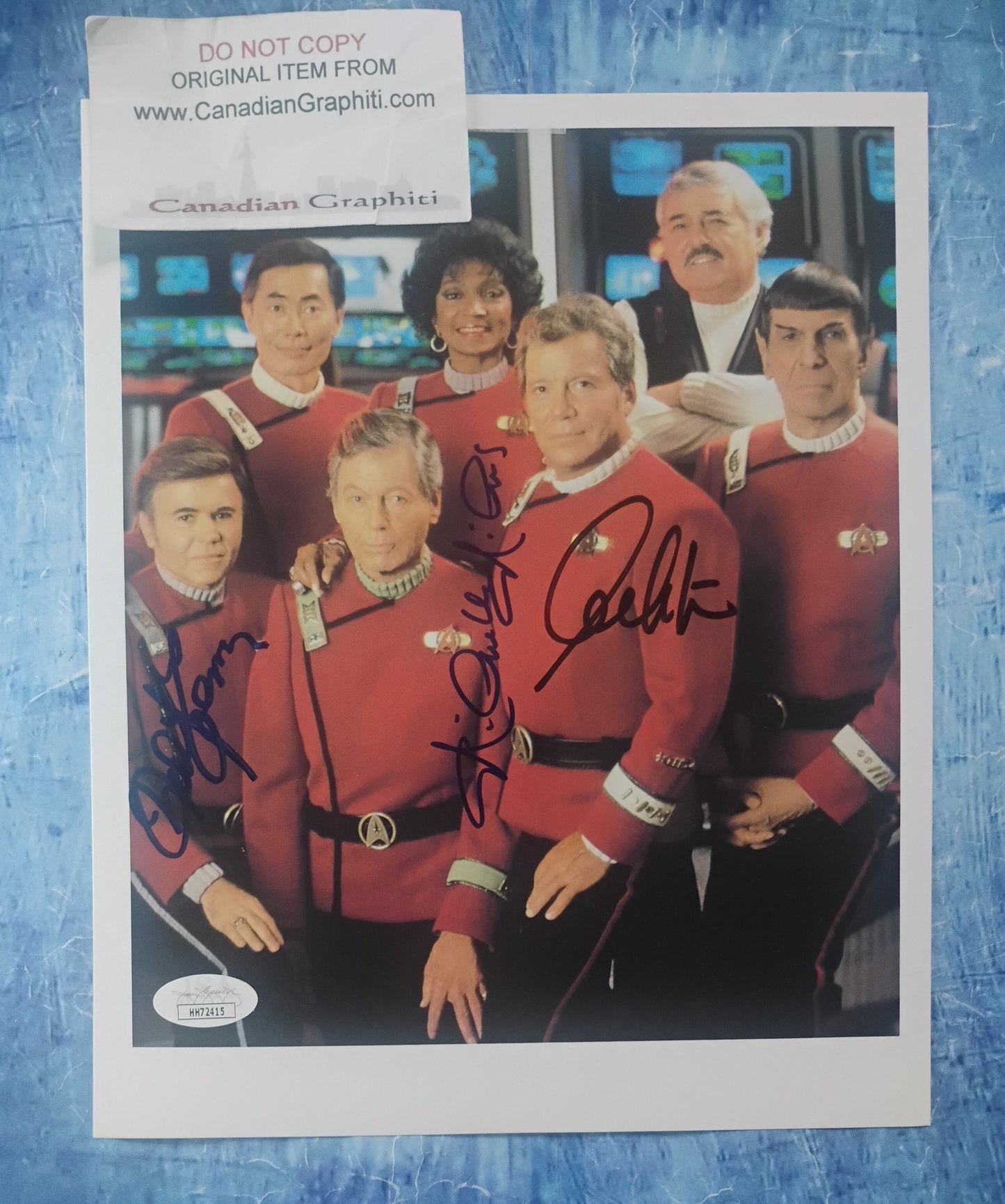 Star Trek Cast Signed 8x10 Photo JSA COA Nichelle Nichols, William Shatner & Walter Koenig
