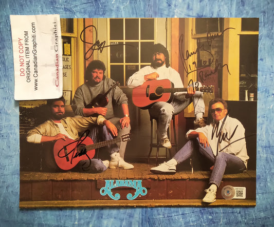 Alabama Hand Signed Autograph 8x10 Photo BAS COA Randy Owen, Jeff Cook, Teddy Gentry