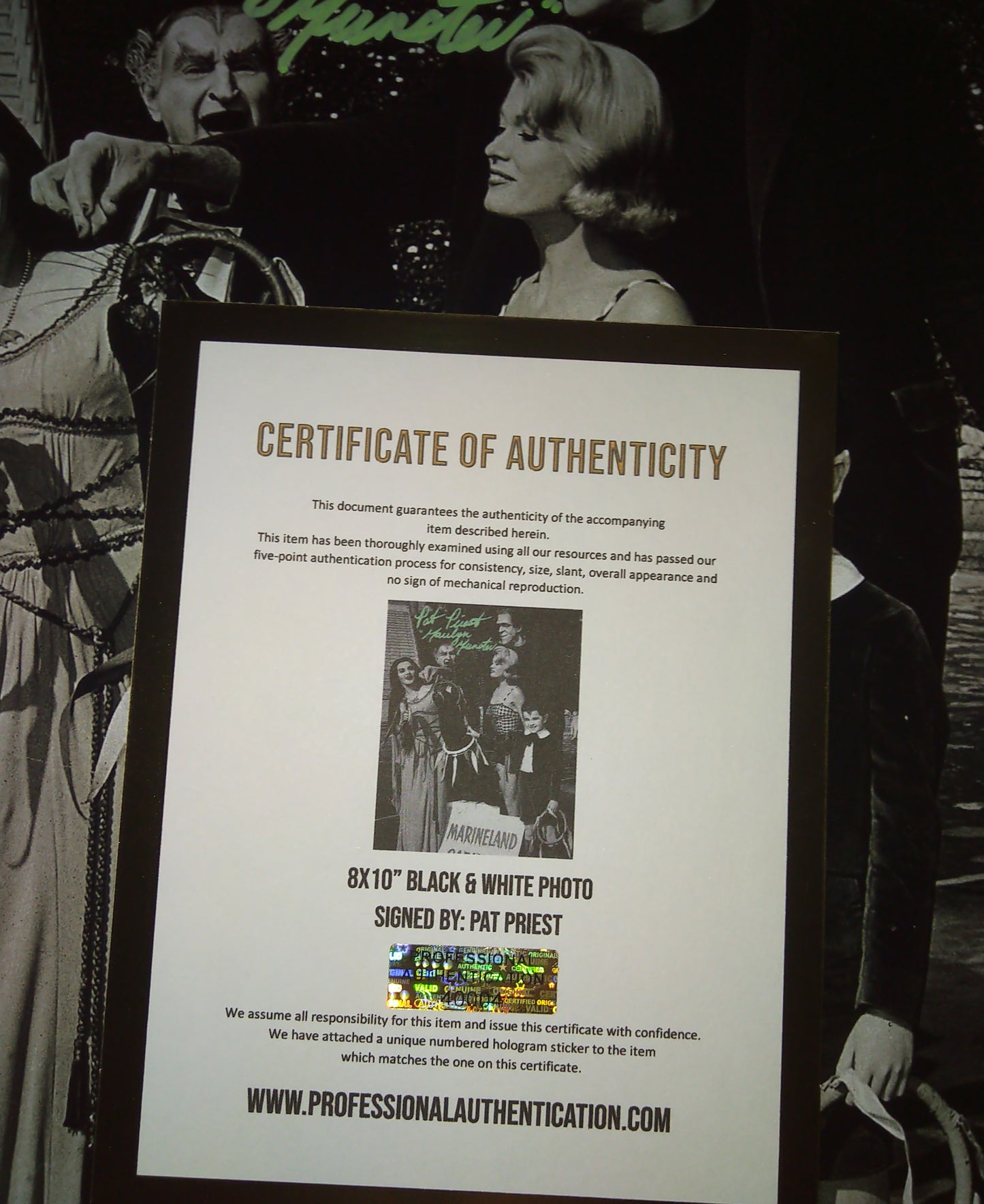 Pat Priest Hand Signed Autograph 8x10 Photo COA The Munsters
