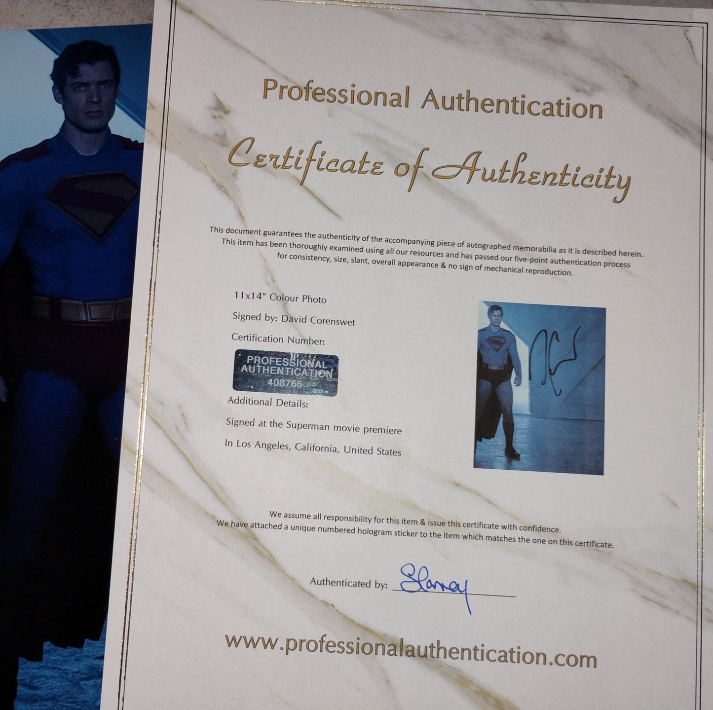 David Corenswet Hand Signed Autograph 11x14 Photo COA Superman