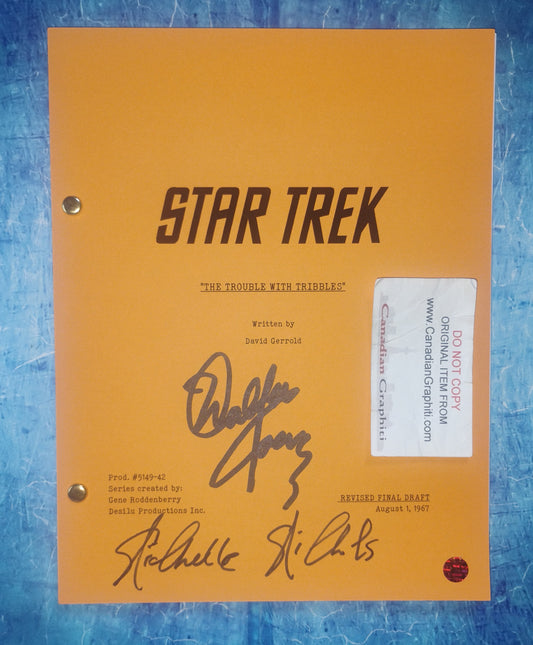 Nichelle Nichols & Walter Koenig Hand Signed Autograph Star Trek Script COA