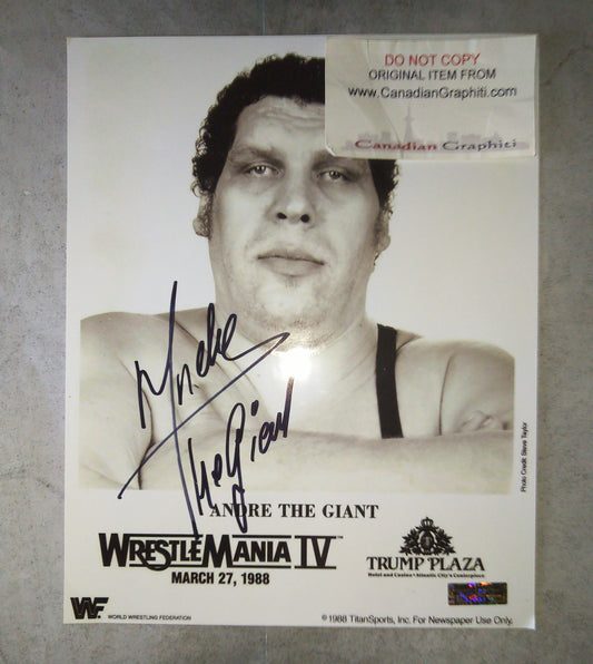 Andre The Giant Hand Signed Autograph 8x10 Photo COA