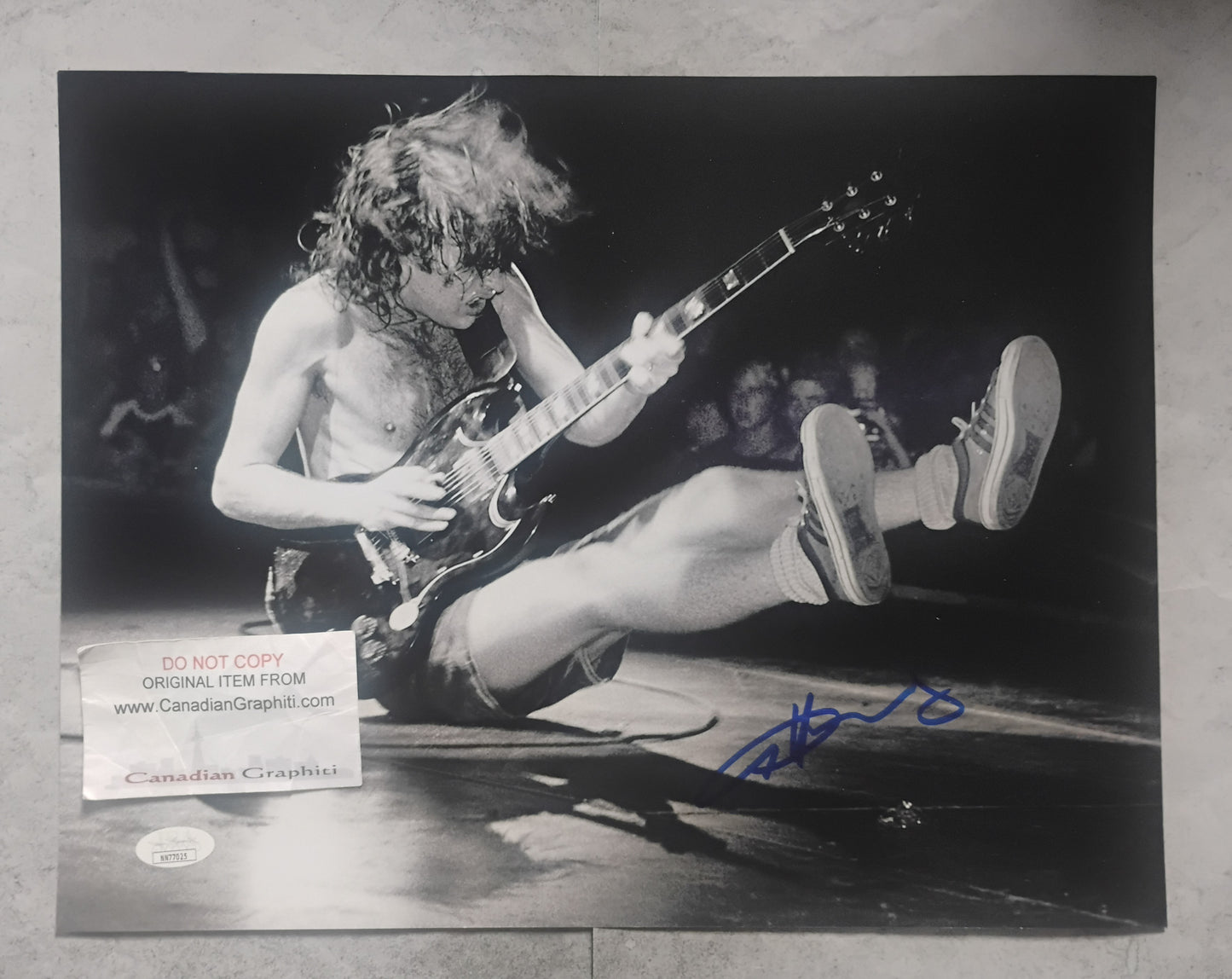 Angus Young AC/DC Hand Signed Autograph 11x14 Photo JSA COA