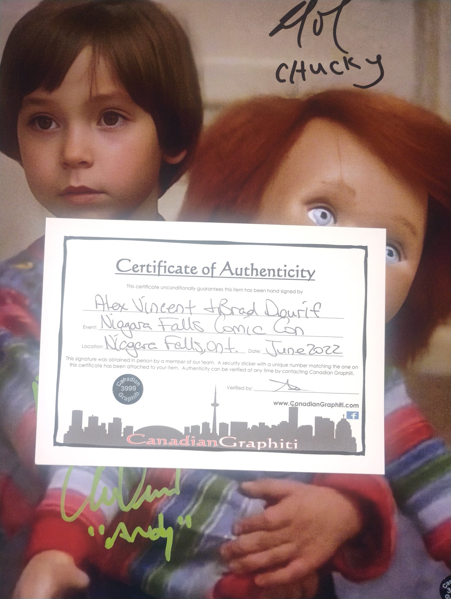 Brad Dourif & Alex Vincent Hand Signed Autograph 11x14 Photo COA Child's Play