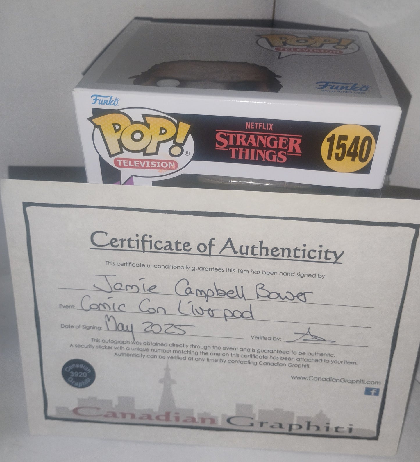 Jamie Campbell Bower Hand Signed Autograph Stranger Things Vecna Funko Pop COA