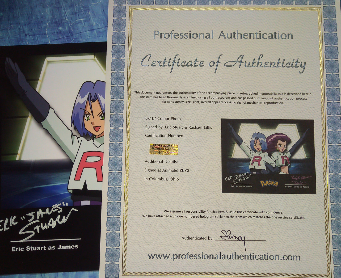 Rachael Lillis & Eric Stuart Hand Signed Autograph 8x10 Photo COA Pokemon