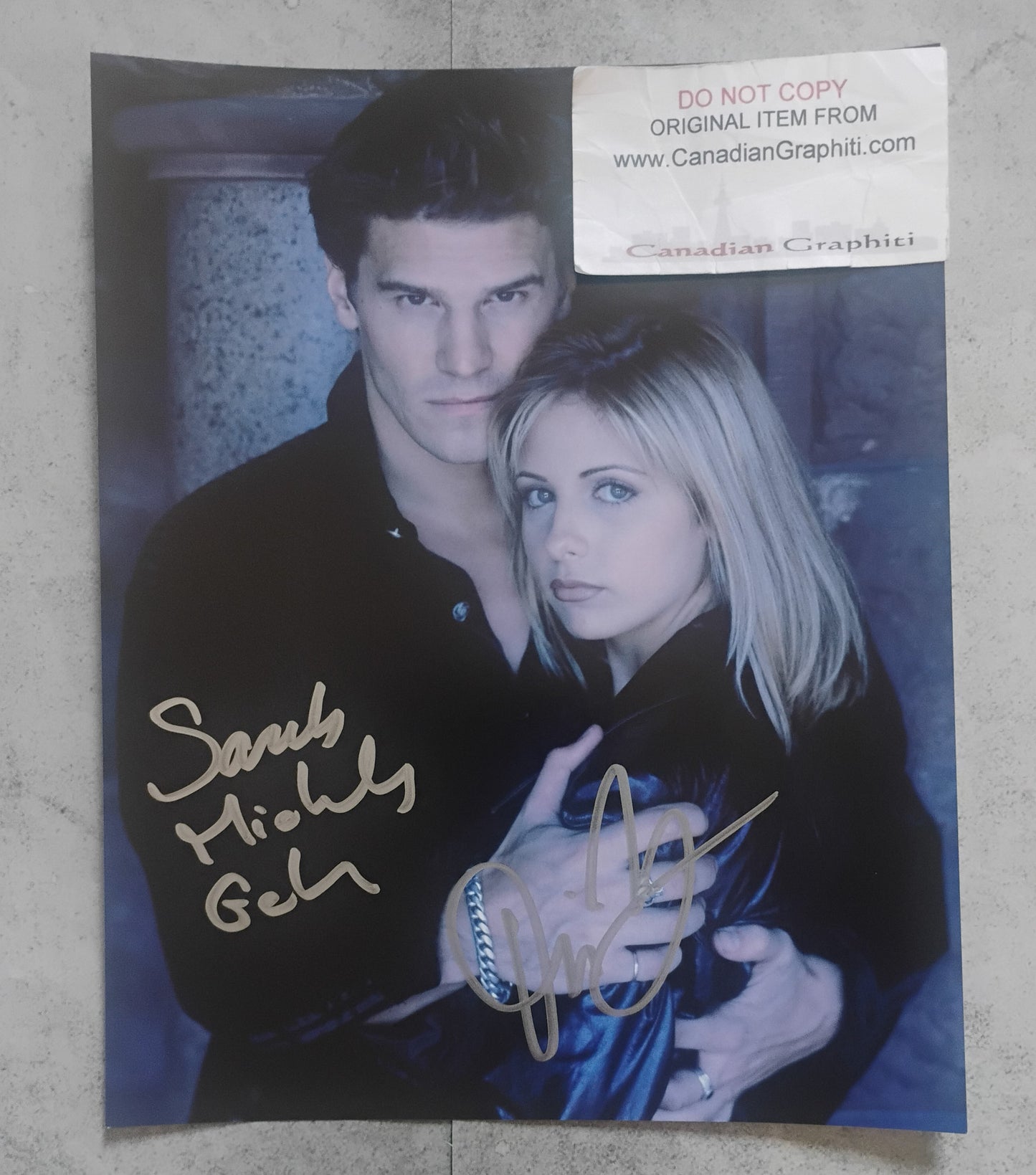 Sarah Michelle Gellar & David Boreanaz Hand Signed Autograph 8x10 Photo JSA COA