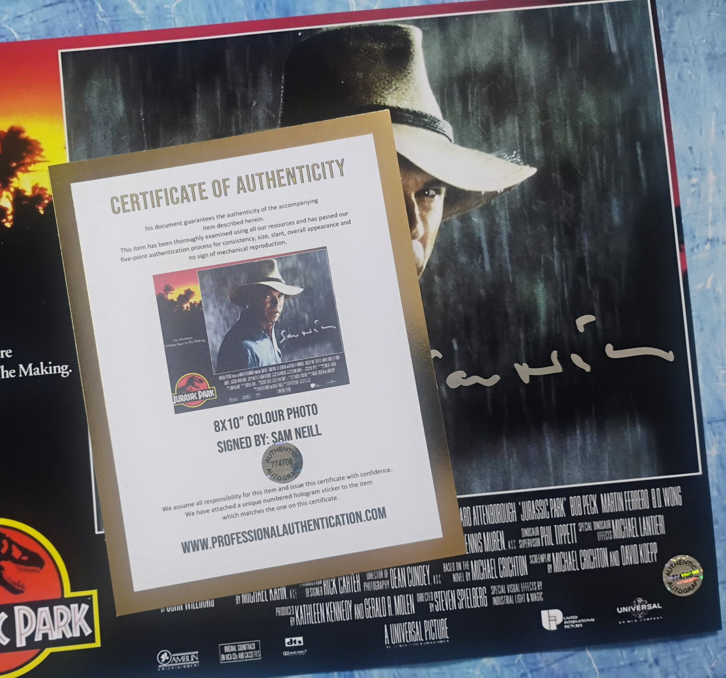 Sam Neill Hand Signed Autograph 8x10 Photo COA Jurassic Park