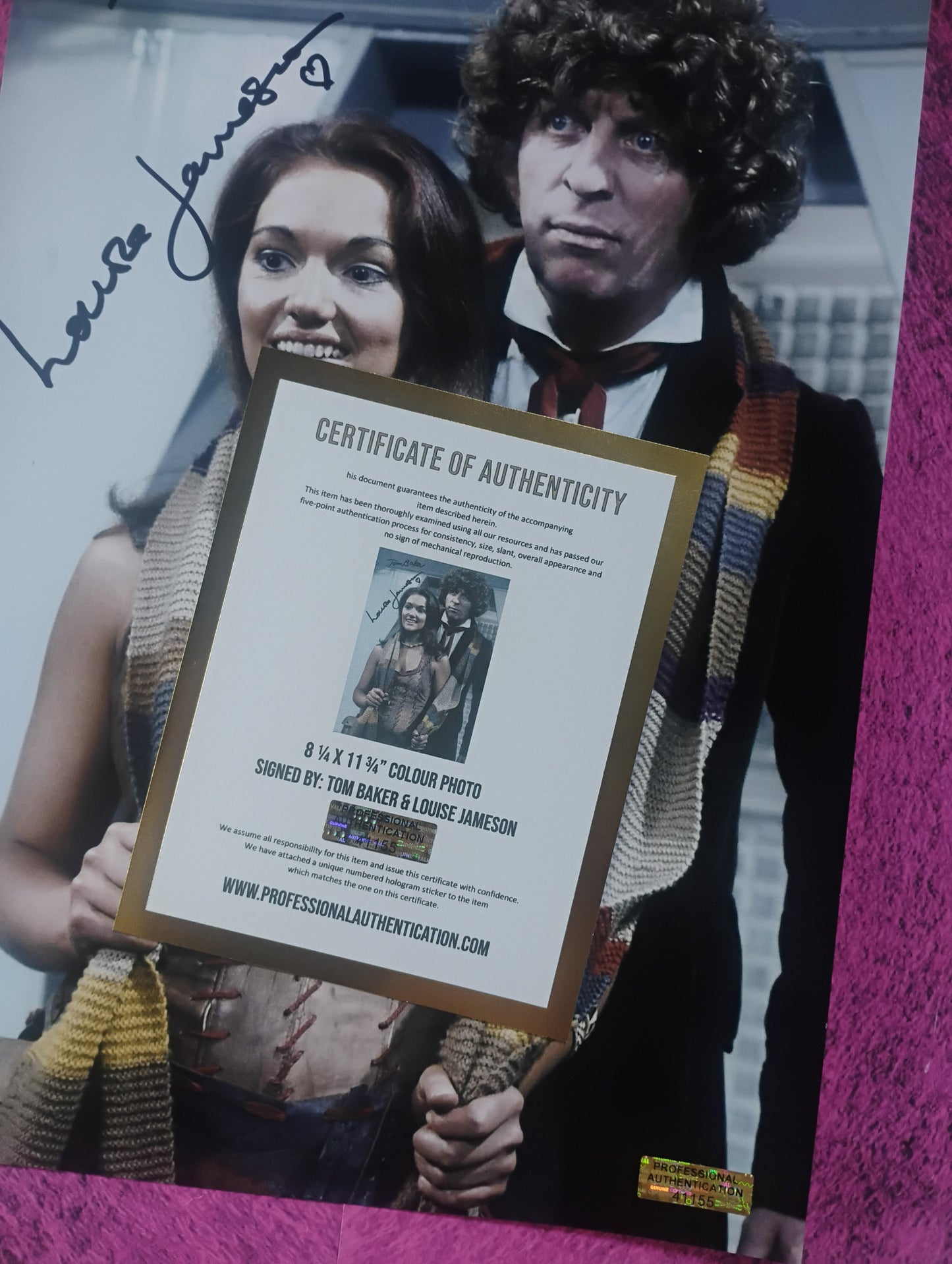 Tom Baker & Louise Jameson Hand Signed Autograph Photo COA Doctor Who