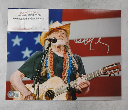 Willie Nelson Hand Signed Autograph 8x10 Photo BAS COA