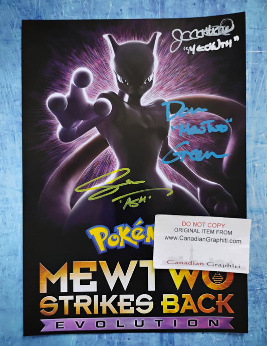 Pokemon 3x Cast Hand Signed Autograph Photo COA Sarah Natochenny, Dan Green, James Carter Cathcart