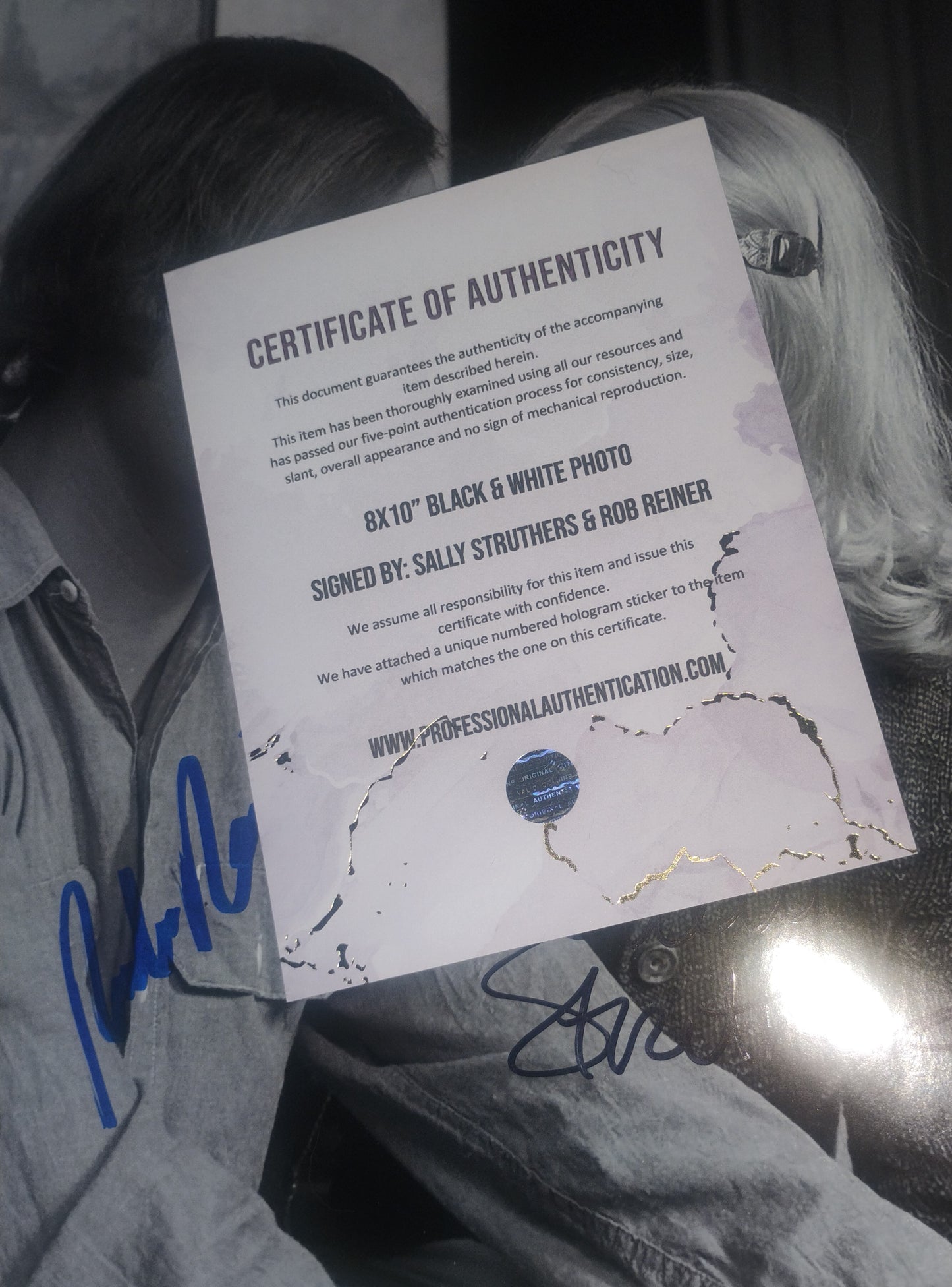 Sally Struthers & Rob Reiner Hand Signed Autograph 8x10 Photo COA All In The Family
