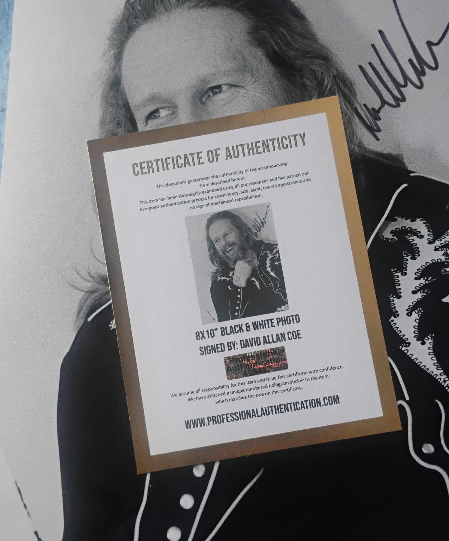 David Allan Coe Hand Signed Autograph 8x10 Photo COA