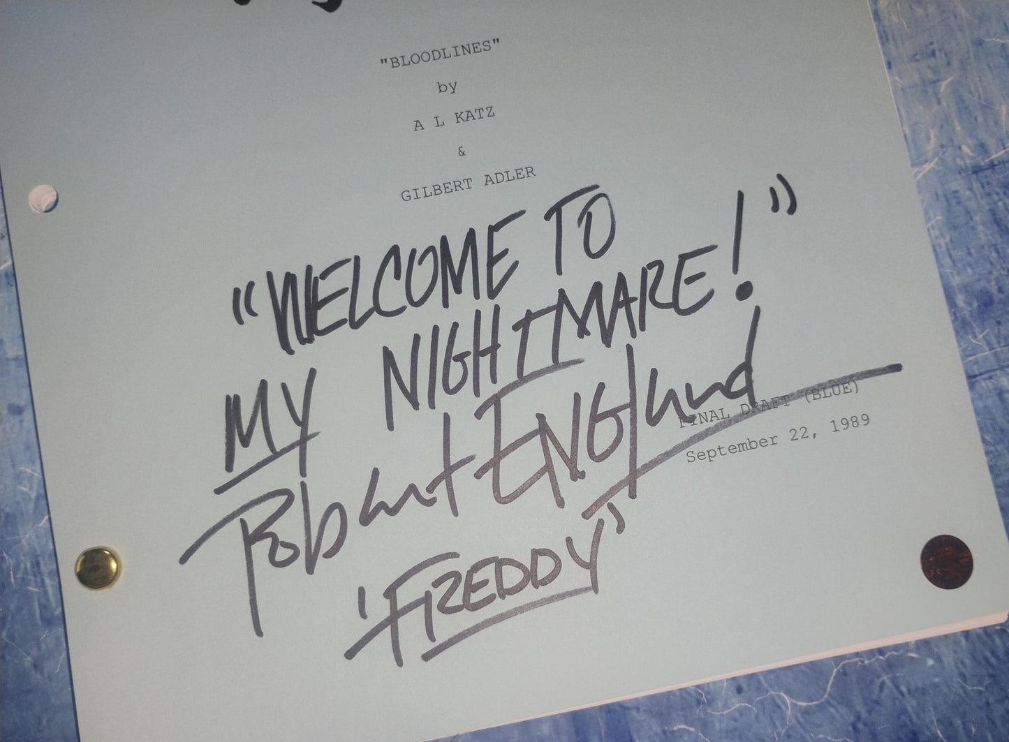 Robert Englund Hand Signed Autograph Freddy's Nightmares Script COA