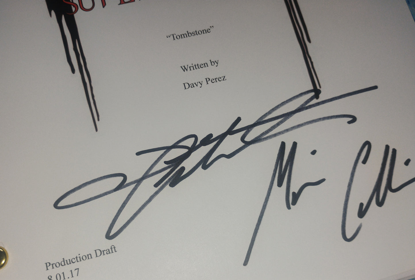 Jensen Ackles, Jared Padalecki & Misha Collins Hand Signed Autograph Supernatural Script COA
