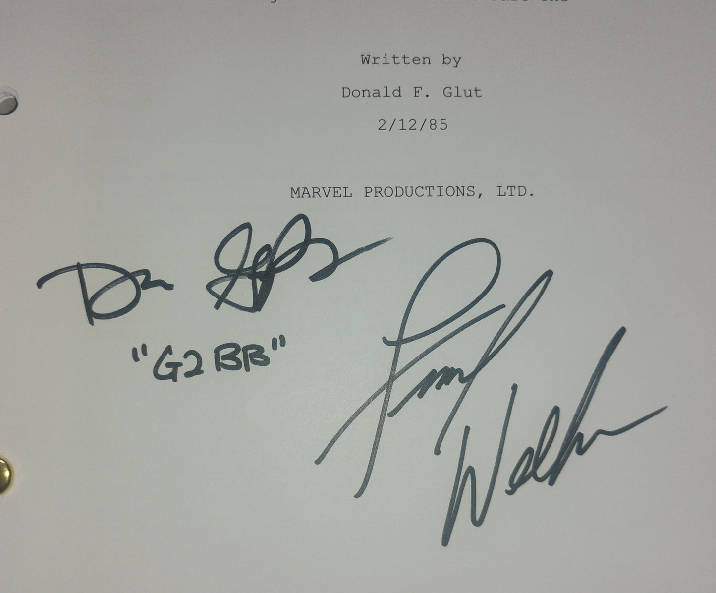 Peter Cullen, Frank Welker & Dan Gilvezan Hand Signed Autograph Transformers Script COA
