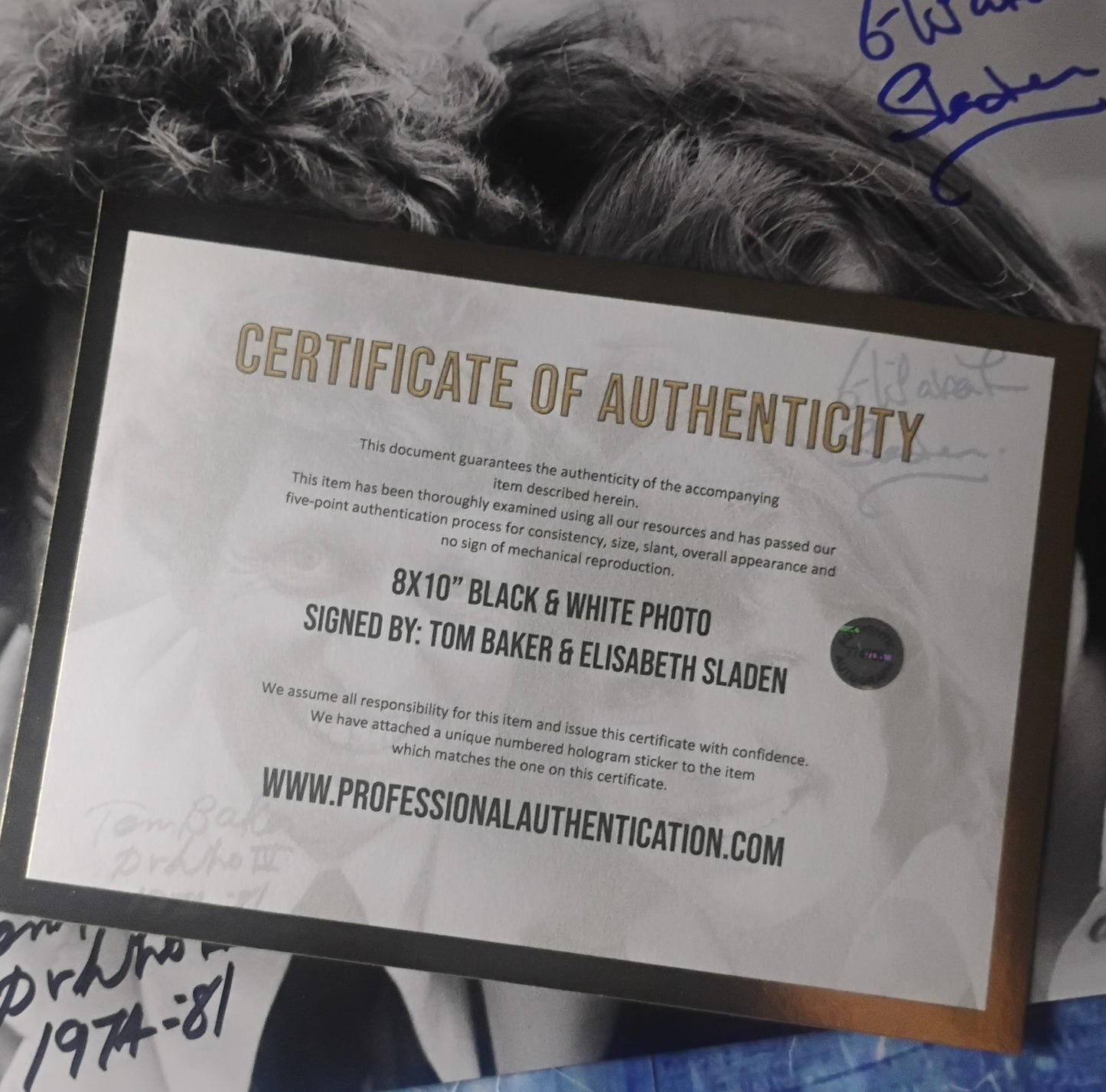 Tom Baker & Elisabeth Sladen Hand Signed Autograph 8x10 Photo COA Doctor Who