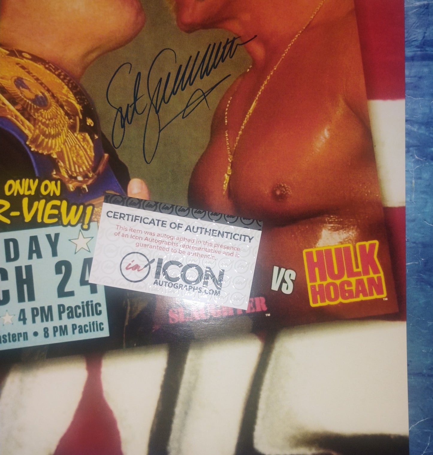Sgt Slaughter Robert Remus Hand Signed Autograph 11x17 Photo COA WrestleMania