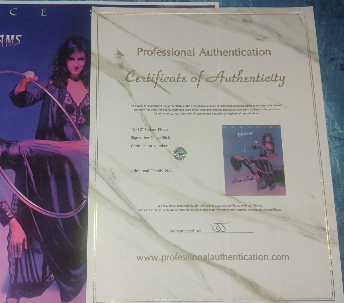 Grace Slick Hand Signed Autograph 12x12 Photo COA