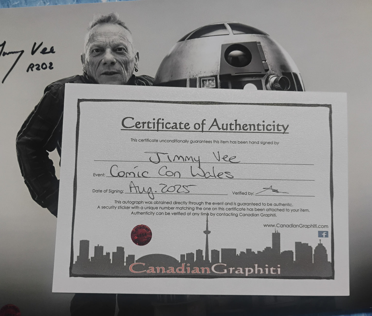Jimmy Vee Hand Signed Autograph Photo COA Star Wars R2-D2
