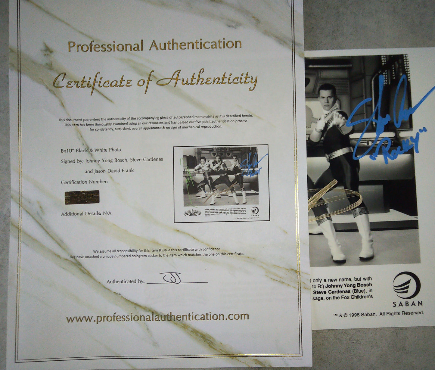 Power Rangers 3 Cast Hand Signed Autograph 8x10 Photo COA Jason David Frank