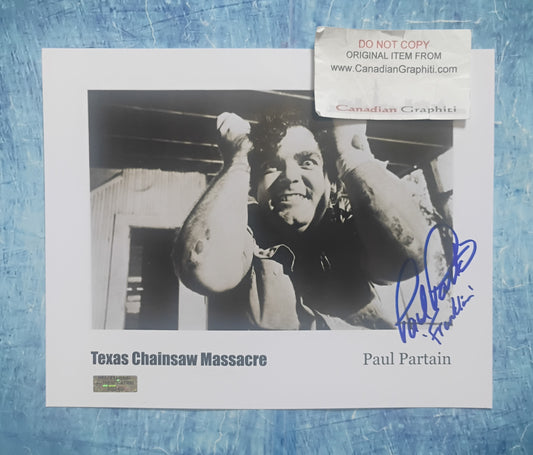 Paul Partain Hand Signed Autograph 8x10 Photo COA Texas Chainsaw Massacre