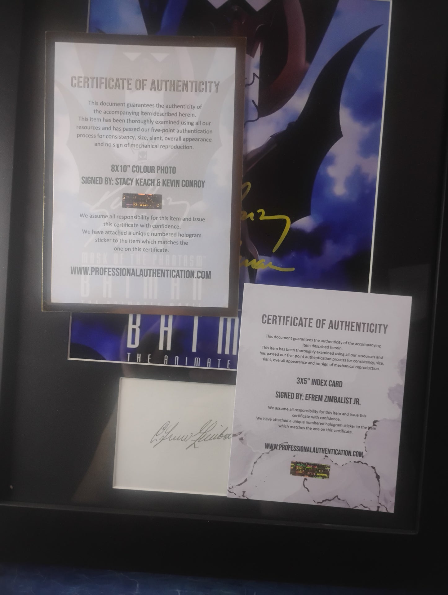 Batman Mask Of The Phantasm Photo & Card Framed COA Kevin Conroy, Stacy Keach & Efrem Zimbalist Jr