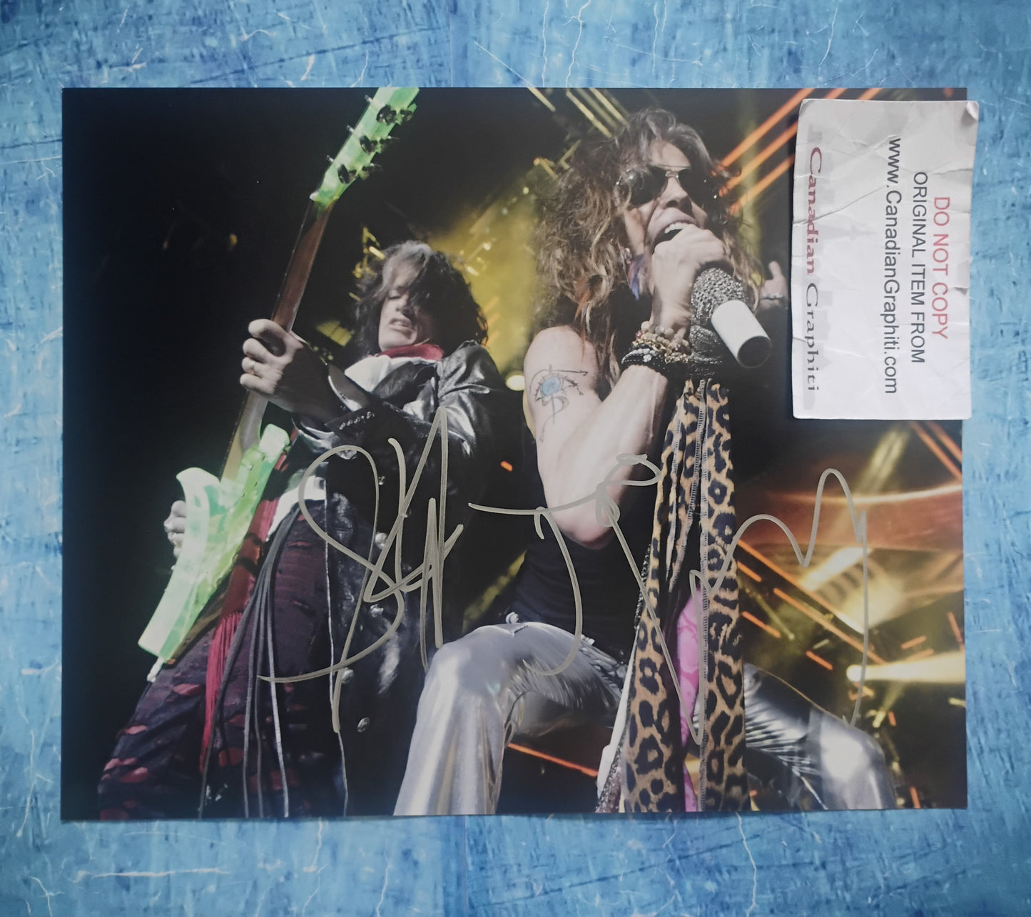 Joe Perry & Steven Tyler Hand Signed Autograph 8x10 Photo JSA COA Aerosmith