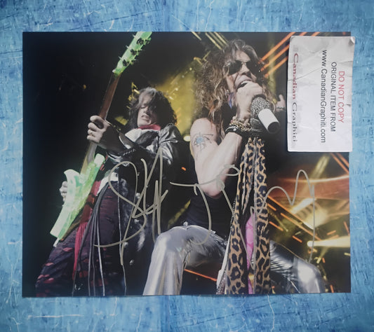 Joe Perry & Steven Tyler Hand Signed Autograph 8x10 Photo JSA COA Aerosmith