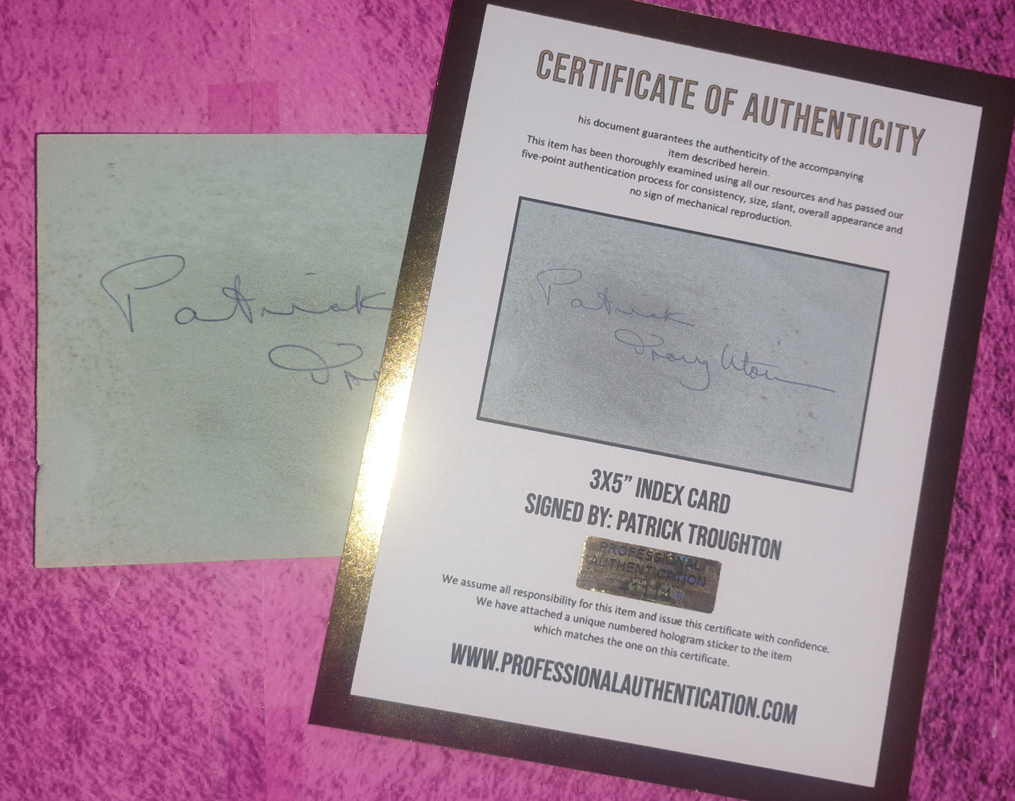 Patrick Throughton Hand Signed Autograph Index Card COA Doctor Who
