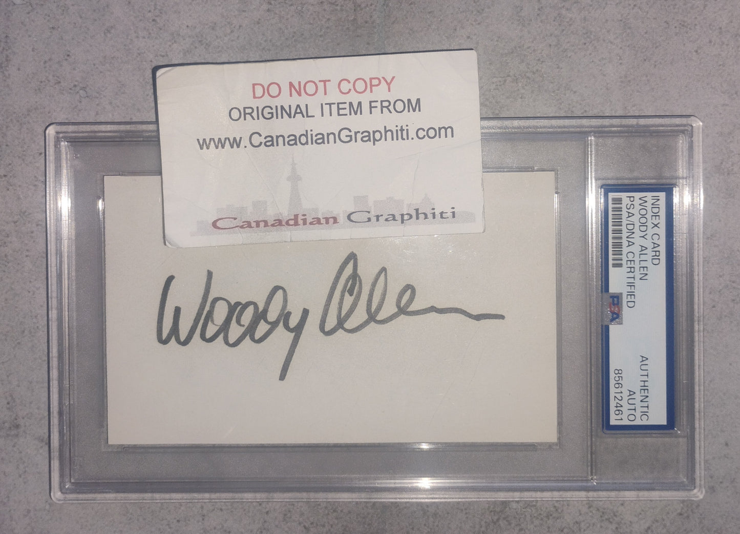 Woody Allen Hand Signed Autograph Index Card PSA COA