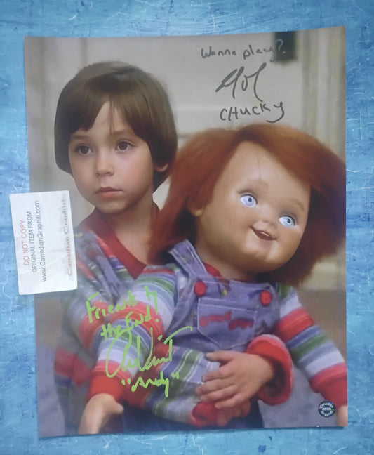 Brad Dourif & Alex Vincent Hand Signed Autograph 11x14 Photo COA Child's Play