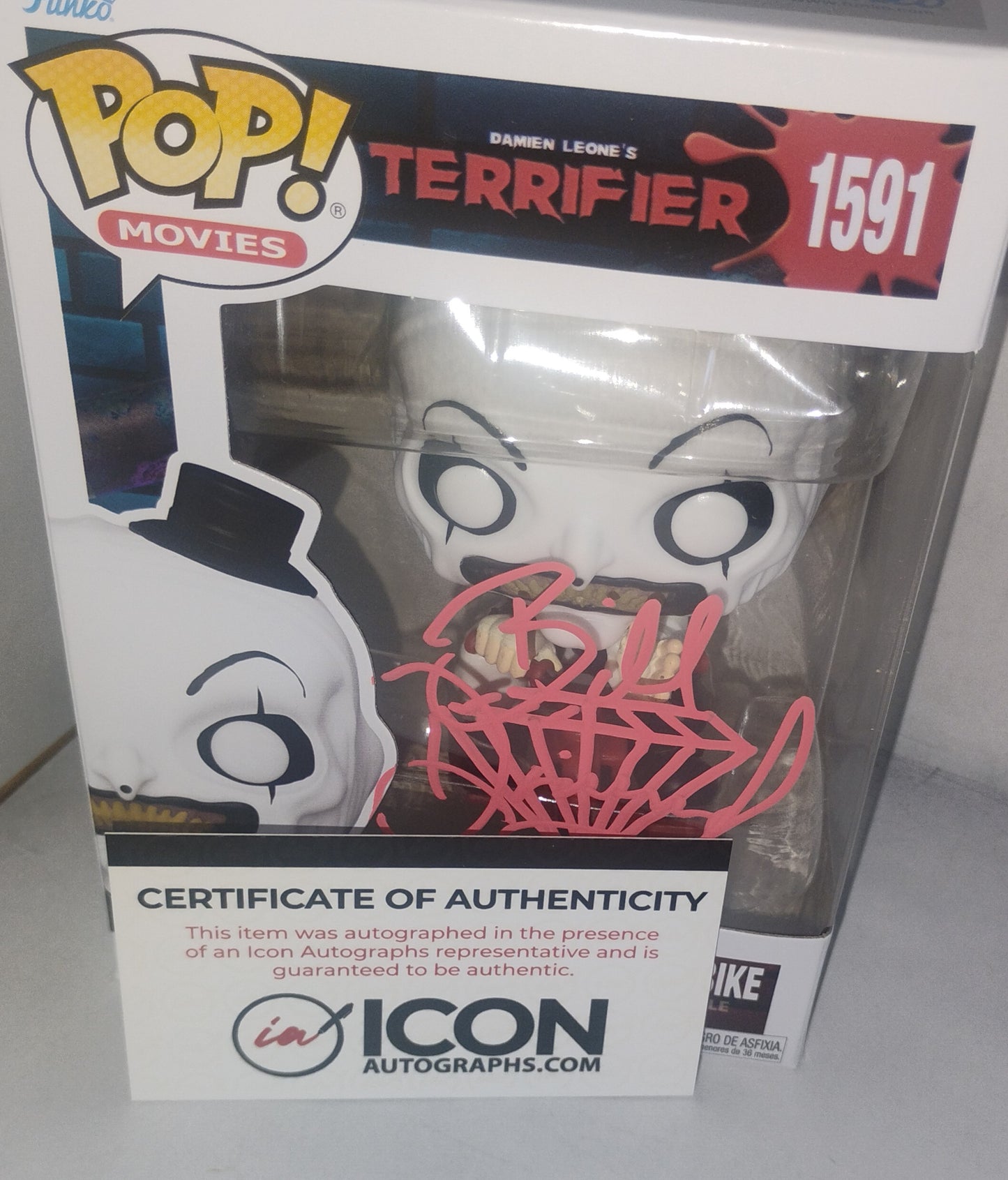 Bill Diamond Hand Signed Autograph Terrifier Funko Pop COA Art The Clown