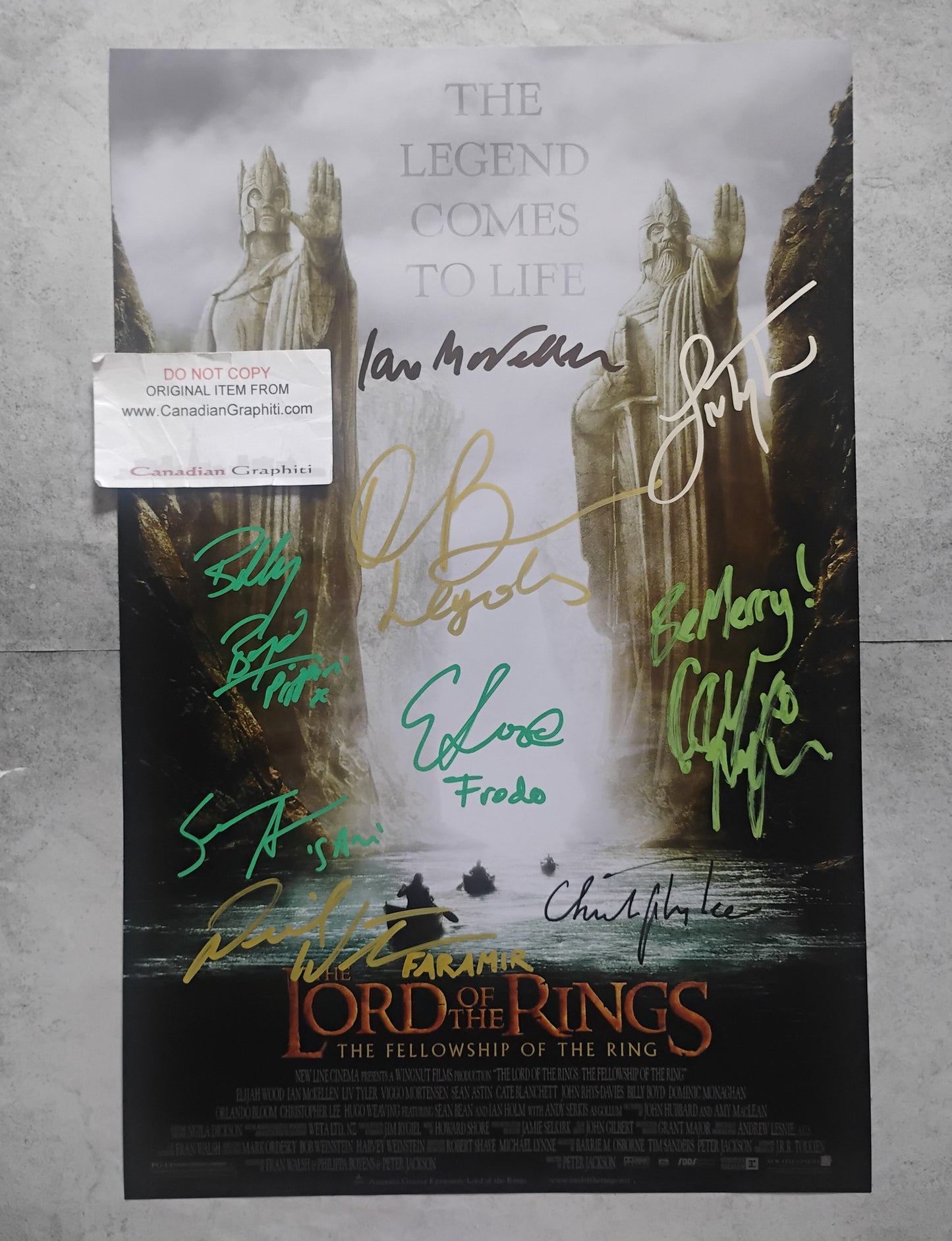 Lord Of The Rings 9x Hand Signed Autograph Poster COA