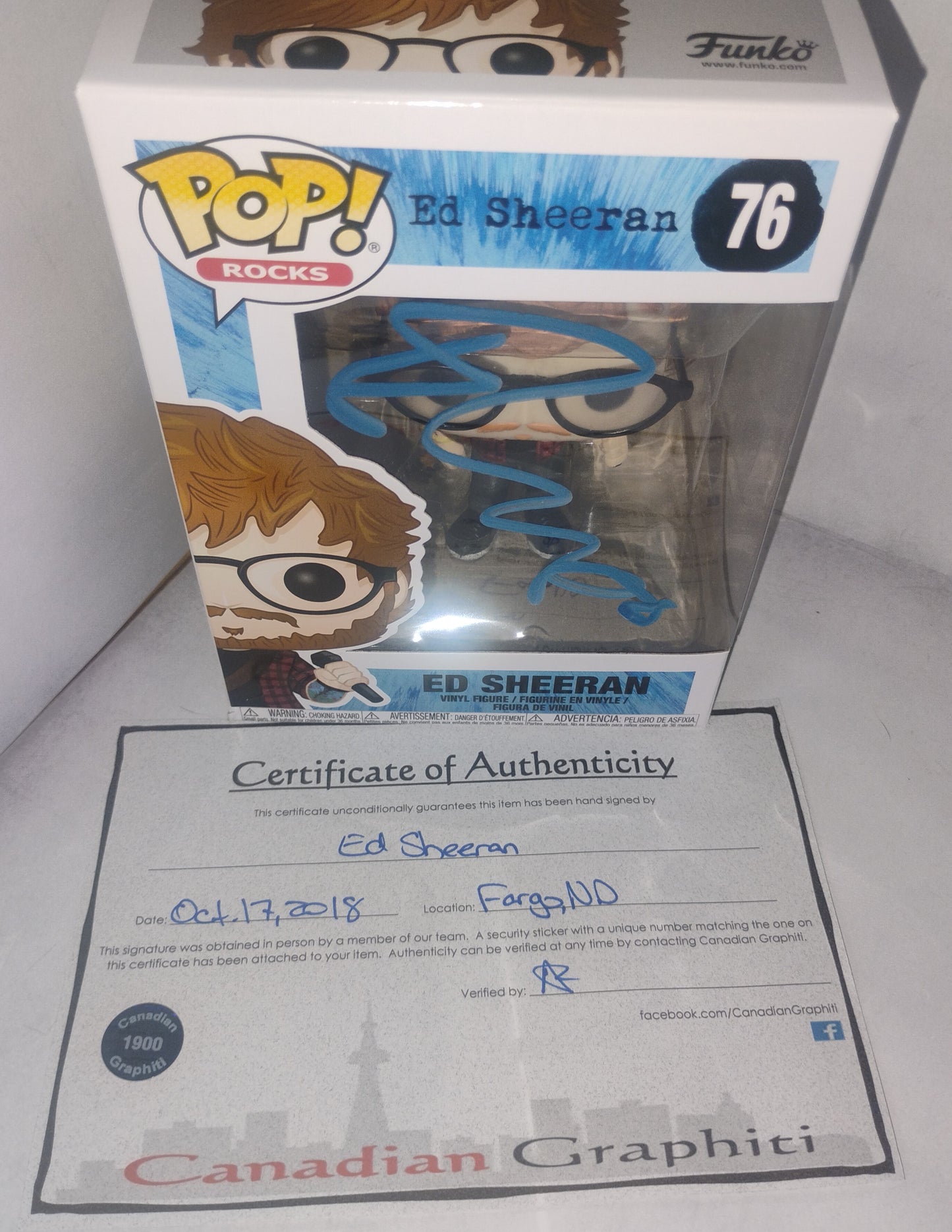 Ed Sheeran Hand Signed Autograph Funko Pop COA