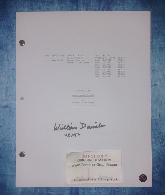 William Daniels Hand Signed Autograph Knight Rider Script COA