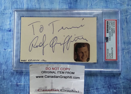 Andy Griffith Hand Signed Autograph Index Card PSA COA