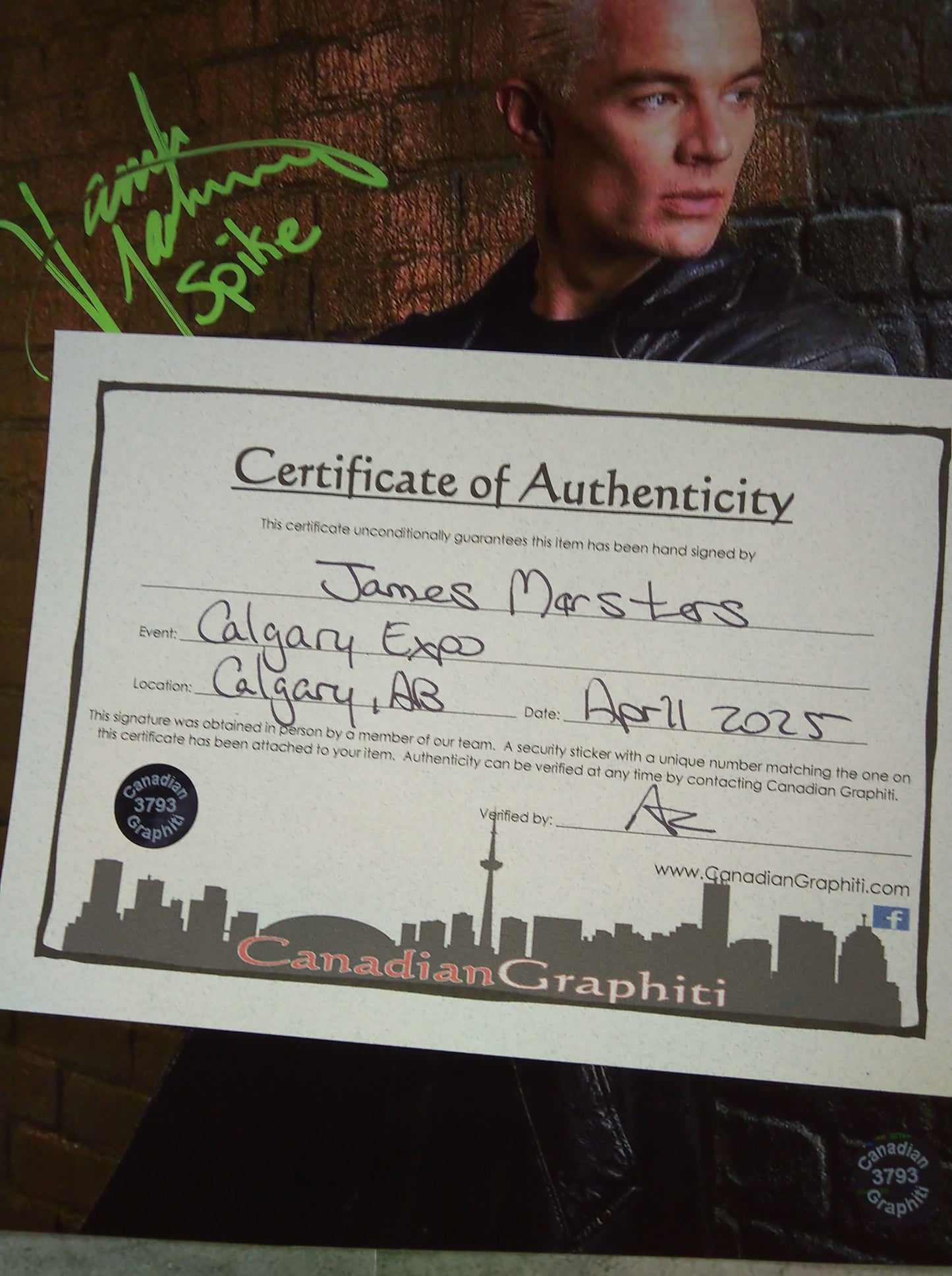 James Marsters Hand Signed Autograph 8x10 Photo COA Buffy The Vampire Slayer